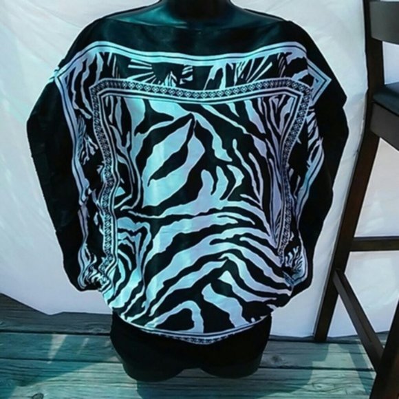 Scarf shirt/dress black and white animal stripe - Picture 4 of 8